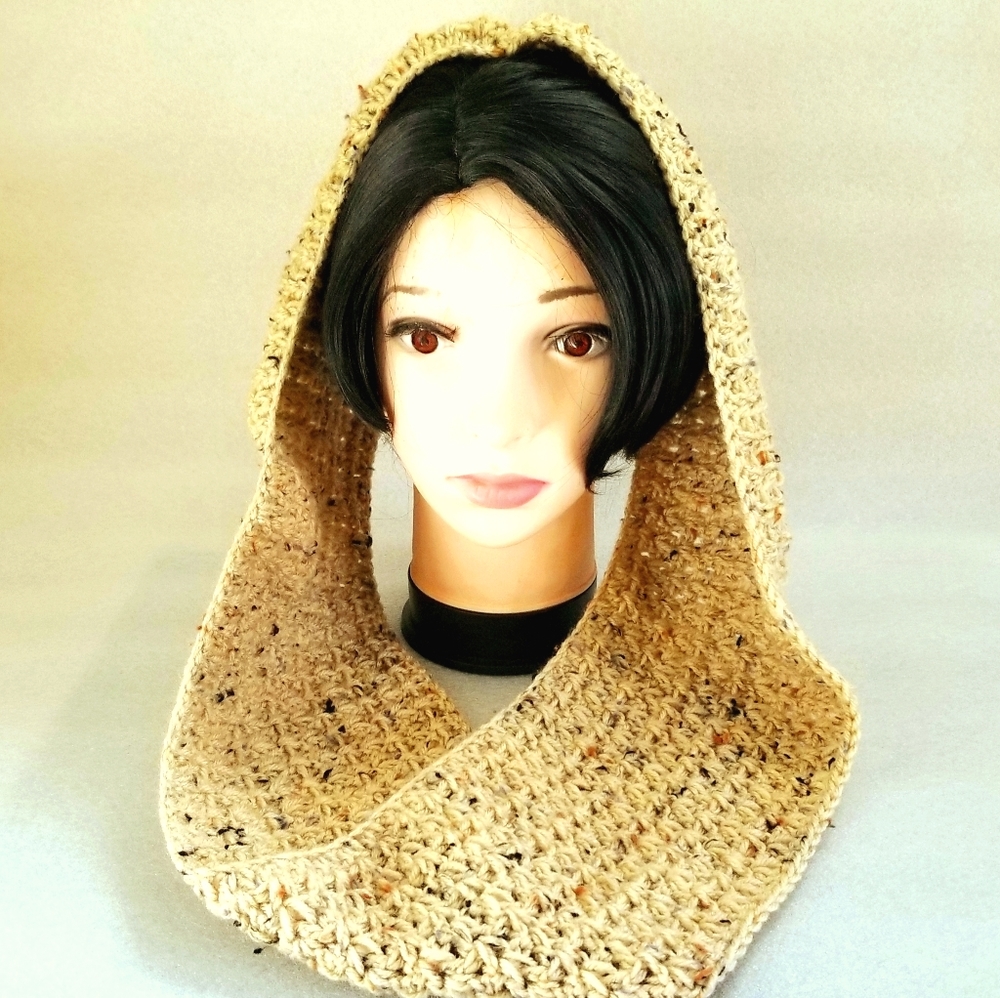 Large Crotcheted Twisted Infinity Scarf